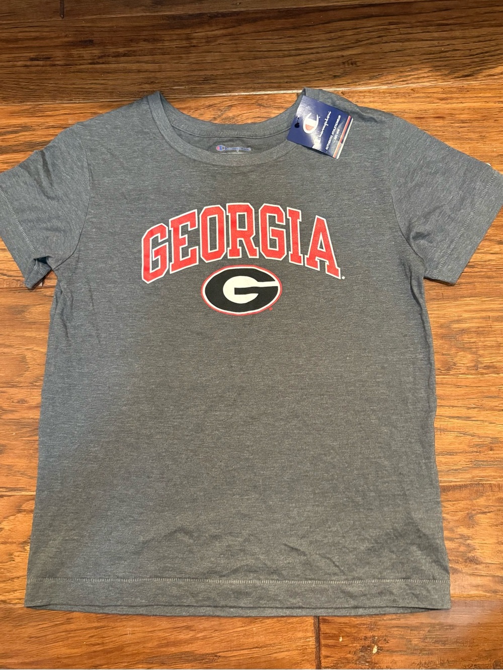 Champion Gray Georgia Kids' Short Sleeve Tee with Red Logo